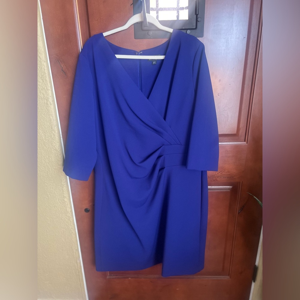 Tahari, lined cobalt blue dress.  Size 16W.